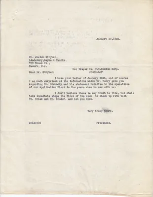 Letters Sent to Josiah Stryker, January 28, 1928