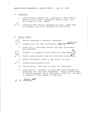 Agendas for Senior Staff Meetings - 1982 (4)