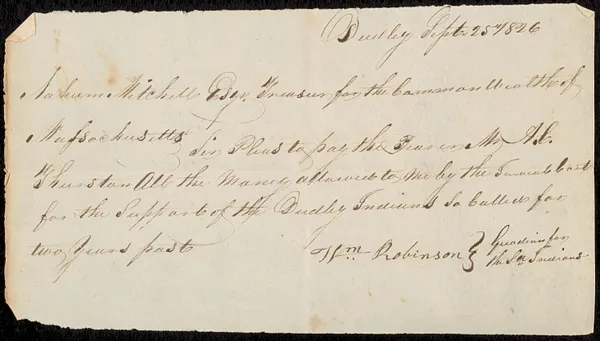 Accounts of Guardians of the Dudley Indians 1826