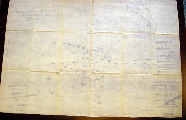 Map, Diagram of Disposition of Ships for Atomic Bomb Test, Test B