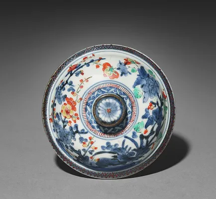 Covered Jar with Chrysanthemums, Peonies, and Plum (lid)