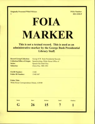 White House Correspondence Dinner, 4/29/89
