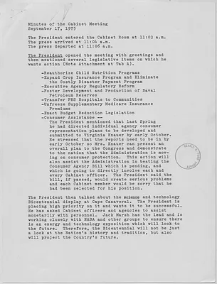 Ford Administration Minutes of the Cabinet Meeting