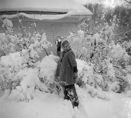 Child Playing in Snow, Oelwein, 1957