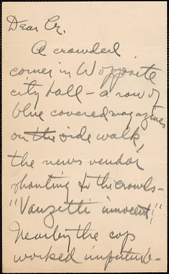 Harold L. Stratton autograph letter signed to [Creighton J. Hill, Worcester, Mass.?, 1927?]