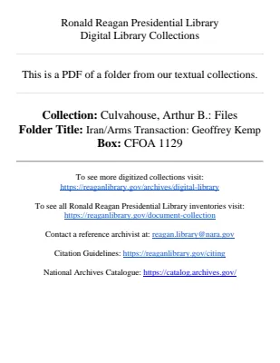 Iran/Arms Transaction: Geoffrey Kemp
