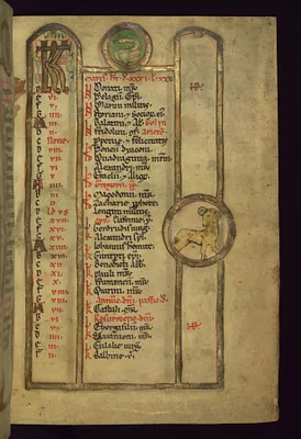 March Calendar with Swan and Aries in roundels