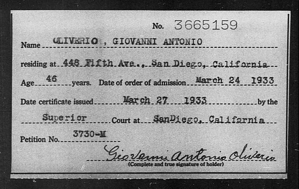 Oliverio, Giovanni Antonio - 1933