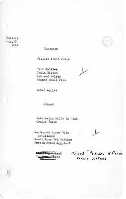 White House Luncheon and Dinner Menu