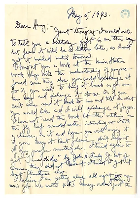 Letter from Mary Jane Truman to Harry S. Truman