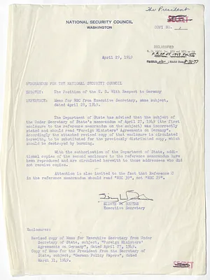 Memorandum from Sidney Souers to the National Security Council