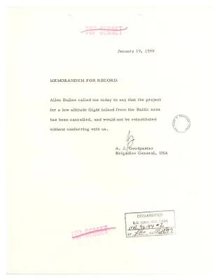Memorandum for the Record Authored by Andrew J. Goodpaster