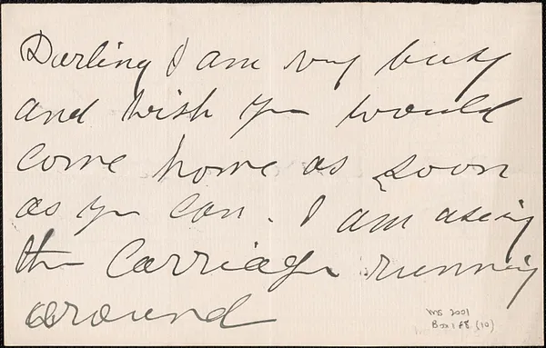 [Victoria Woodhull Martin] autograph letter to [John Biddulph Martin], approximately 1883-1897