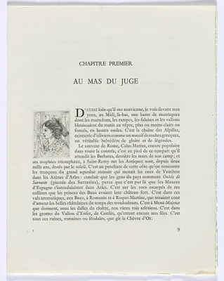 Frédéric Mistral: Mémoires et Recits by Frédéric Mistral: bust of woman in profile (page 9)