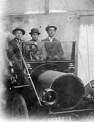 Boys in Early 20th-Century Automobile, 1919