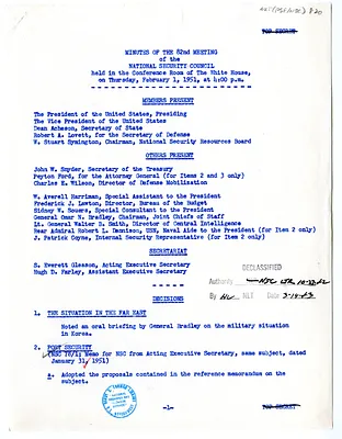 Minutes of the Eighty-Second Meeting of the National Security Council