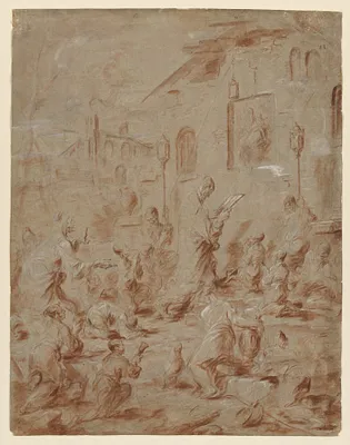 Worshippers at a Street Shrine