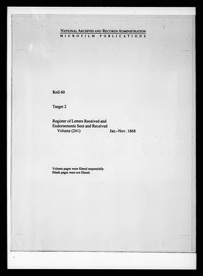 Register of Letters Received and Endorsements Sent and Received, Volume (241), Jan.-Nov. 1868