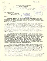 Two-page typescript letter from Edward P. Rankin to the commissioner of the Bureau of Fisheries