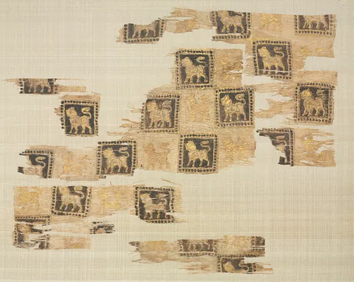 Fragment with gold leaf lions