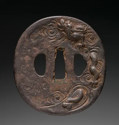 Sword Guard (Tsuba) with Dragon in Cloud