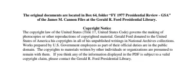 FY 1977 Presidential Review - GSA