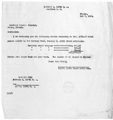 Letter from Captain Harry S. Truman to the American Express Company