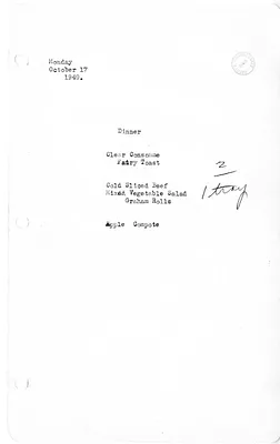 White House Dinner Menu