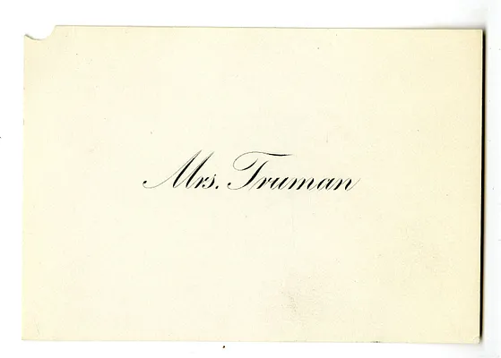 Calling Card of Bess W. Truman