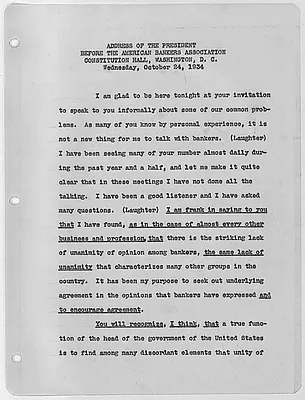 Franklin D. Roosevelt address to the American Bankers Association