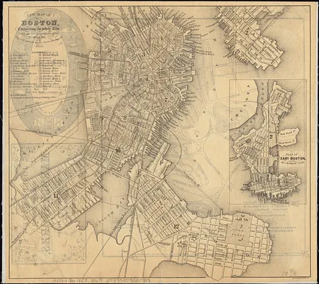 New map of Boston, comprising the whole city, with the new boundaries of the wards