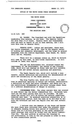 White House Leadership Meeting, 3/13/73 (includes  Ford notes)
