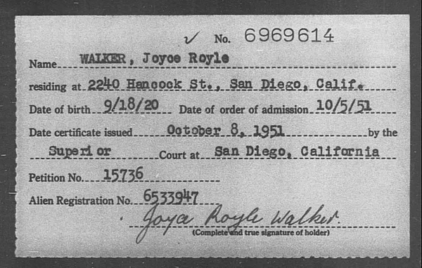 Walker, Joyce Royle - 1951