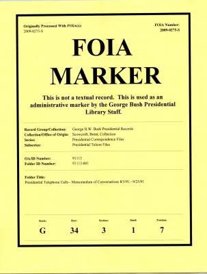Presidential Telephone Calls--Memorandum of Conversations 8/5/91-9/25/91