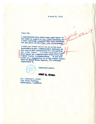 Letter from President Harry S. Truman to Edward Neild
