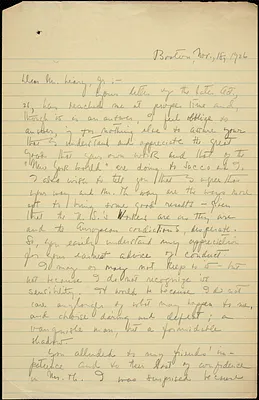 Bartolomeo Vanzetti manuscript letter (copy) to John J. Leary, Jr., [Charlestown], 18 November 1926