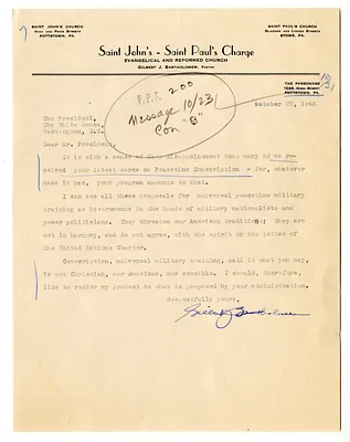 Letter from Gilbert Bartholomew to President Harry S. Truman