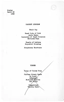 White House Luncheon and Dinner Menu