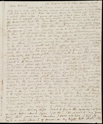 Letter from Anne Warren Weston, New Bedford, [Mass.], to Debora Weston, Nov. 5, 1842. Saturday night