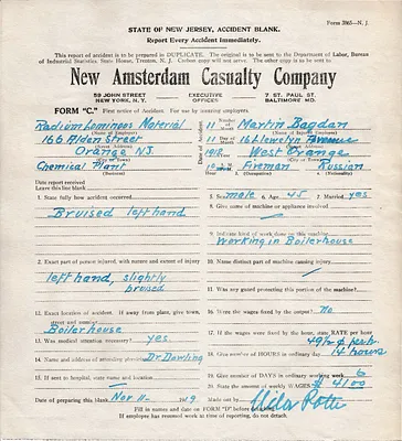 Accident report, November 11, 1918