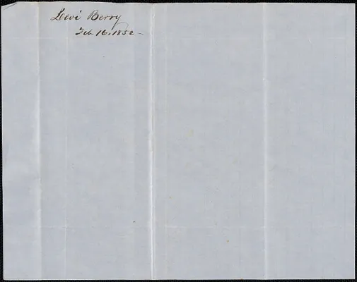 Levi Berry to Samuel Warner, 16 February 1852