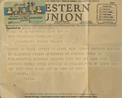 Ford, Gerald R. Letter, 11/24/1937