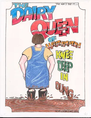 The Dairy Queen of Westhampton knee deep in dung