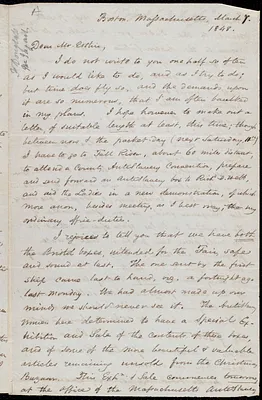 Letter from Samuel May, Boston, to John Bishop Estlin, March 7, 8, and 10, 1848