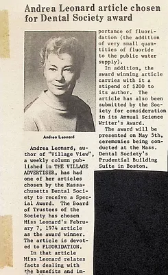 Andrea Leonard article chosen for Dental Society award