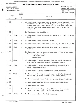 President Gerald R. Ford's Daily Diary, October 19, 1975