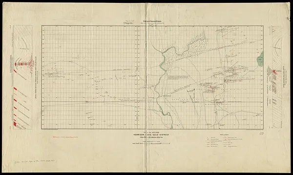 Plan and sections Harrigan Cove gold district, Halifax Co., Nova Scotia