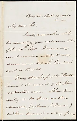 Letter from John Bishop Estlin, Bristol, to Samuel May, Oct. 18, 1846