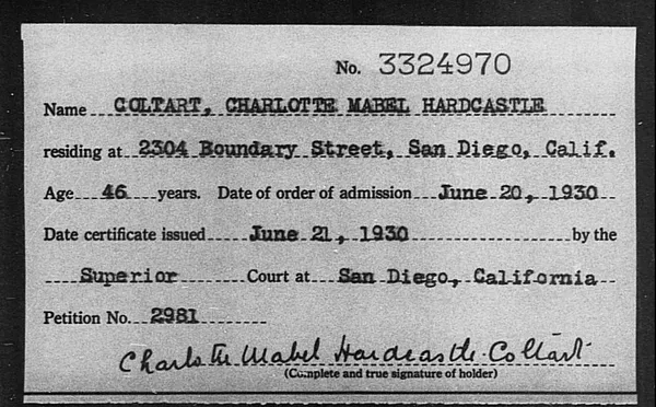 Coltart, Charlotte Mabel Hardcastle - 1930