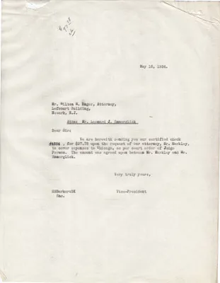 Letters Sent to Leonard J. Emmerglick, May 16, 1934